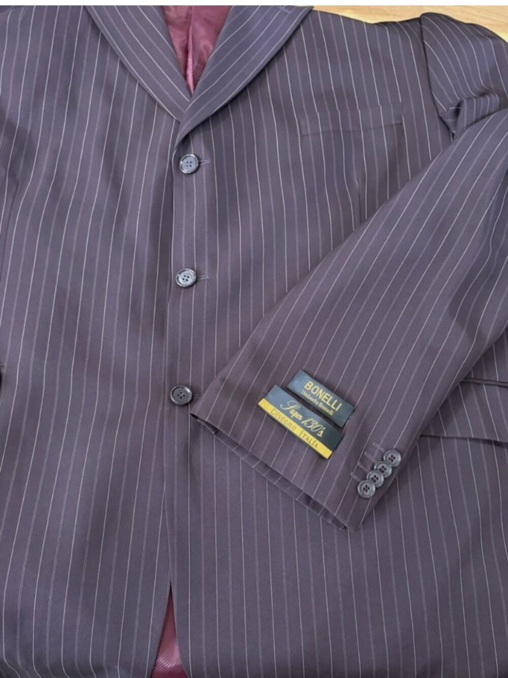 Umberto Bonelli Super 130's Men's Brown Pinstripe Sports Coat Blazer Size 58L - Picture 2 of 15
